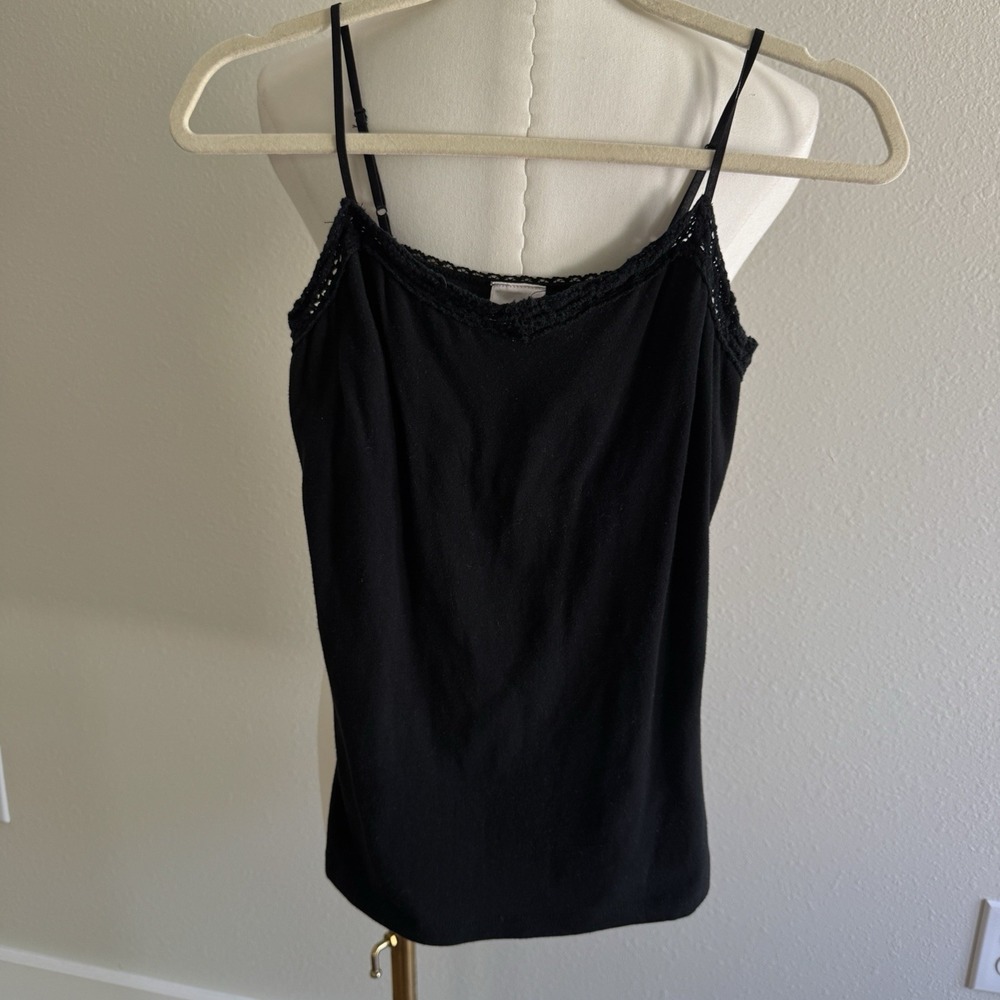 Vintage Y2K Xhilaration Black Crochet Trim Size Medium Bra Shelf Cami Top Goth